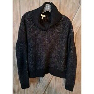 JOIE Oversize Turtleneck Sweater Med Fuzzy Cozy Wool Yak Dark Romantic Cottage